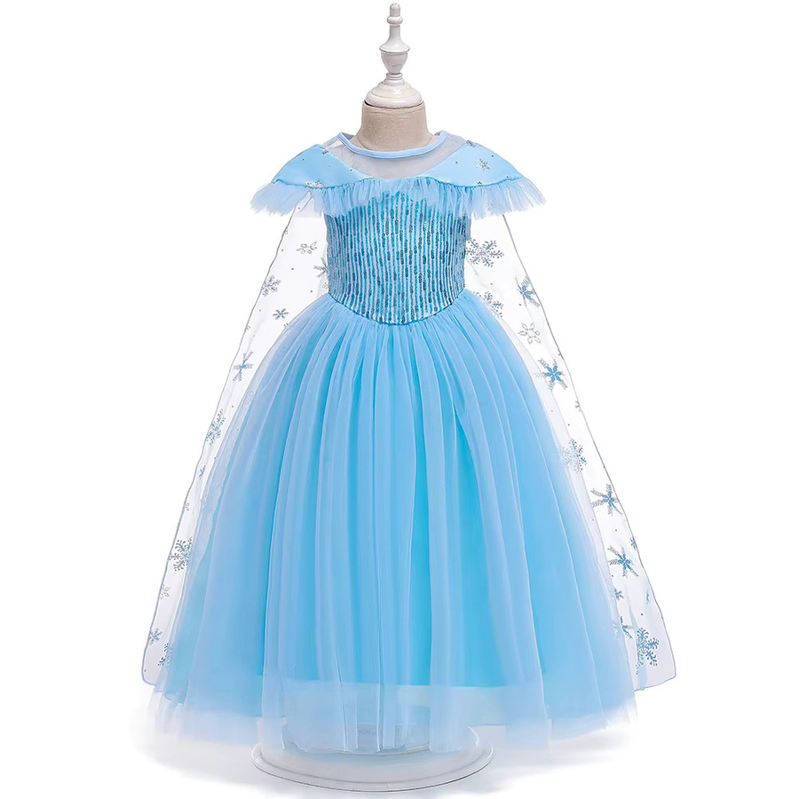 miqiaikids Schneeflocke Prinzessin Kleid, Mädchen Cosplay Kostüm, Pailletten - Bild 1