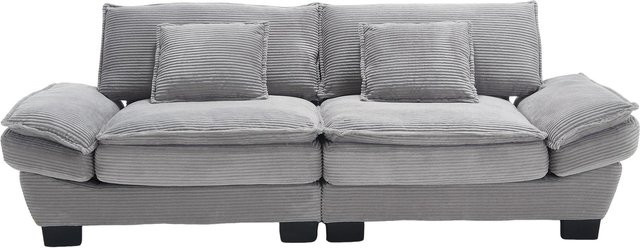 Modernes 2-Sitzer-Samtsofa von Gomyway in Grau mit passenden Dekokissen, B/T/H: 224 x 81 x 81 cm - Bild 1