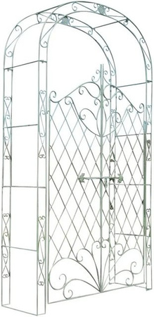 DELUKE Rosenbogen MINDEN Rankhilfe aus Metall mit Tor in Antik-Grün, B/T/H: 120 x 40 x 220 cm