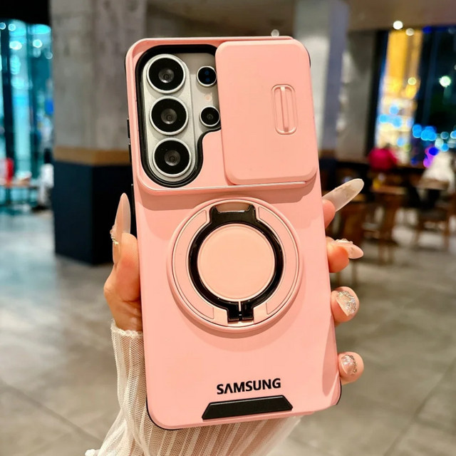 Stoßfeste Samsung Schutzhülle mit magnetischem Kamera-Schutz und Ständer in Purple für Samsung Galaxy S25 S26 Ultra Edge S25FE A56 A36 A26 A17 - Bild 1