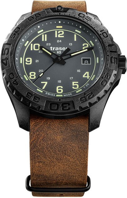 Traser Herrenuhr, Quarz, Grau, 44 mm, Leder, 20 ATM - Bild 1