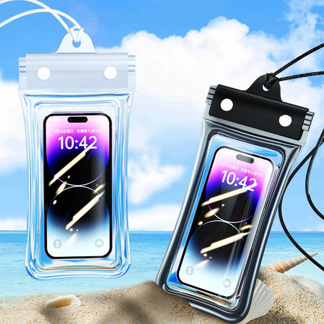 ANMONE Universelle wasserdichte Handyhülle für iPhone 15 14 13 Pro Max in Transparent und Beige - Bild 1
