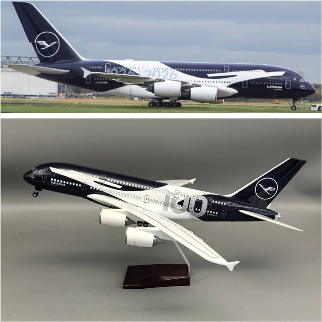 ZOCO Lufthansa A380 Miniaturflugzeugmodell, 46cm, mit Rädern und Sprachsteuerung - Bild 1