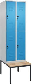C+P Doppelstock-Spind Classic PLUS Sitzbank mit 2 Abteilen aus Buche-Hartholz und Stahl, B/T/H: 212,0 x 60,0 x 81,5 cm - Bild 1