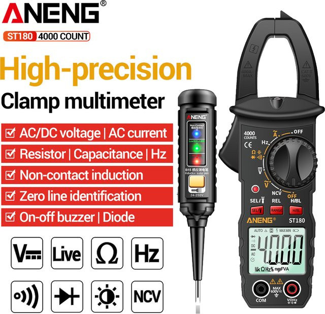 ANENG ST180 Digital Clamp Meter Multimeter und B15 Induktions-Tester Set für professionelle Elektriker - Bild 1