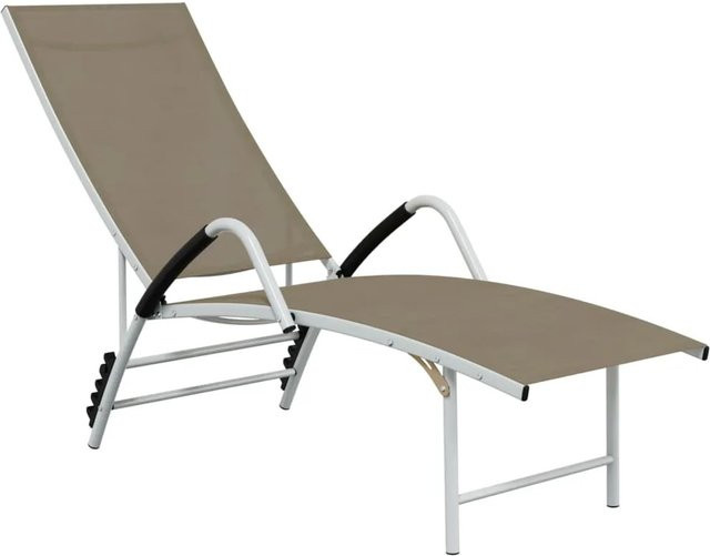 vidaXL Sonnenliege aus Aluminium und Textilene in Beige, B/T/H: 196,0 x 60,5 x 96,0 cm - Bild 1