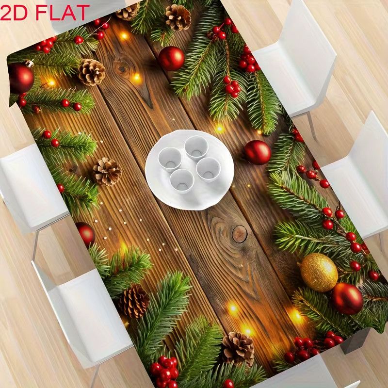 DUTRIEUX Weihnachtstischdecke mit Tannenzapfen- und Beeren-Design aus Polyester - Bild 2