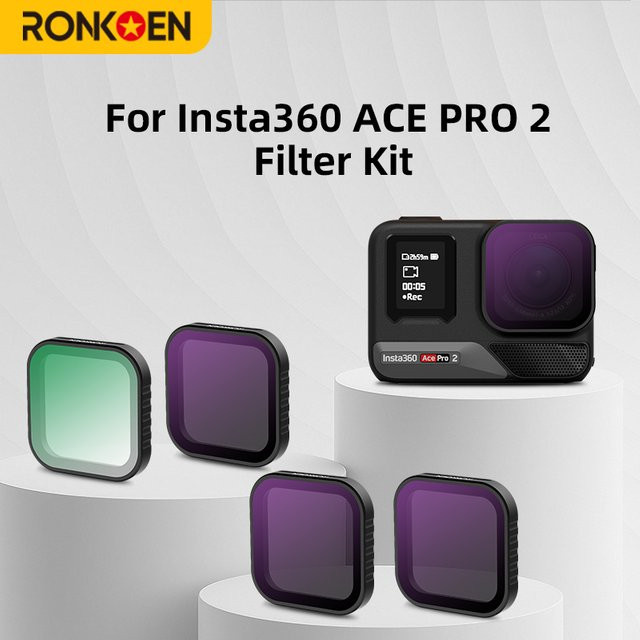 Ronkoen CPL ND8 ND16 ND32 Objektivfilter-Set in Schwarz für Insta360 Ace Pro 2 und Insta360 Ace Pro mit Aluminiumlegierungsrahmen - Bild 1