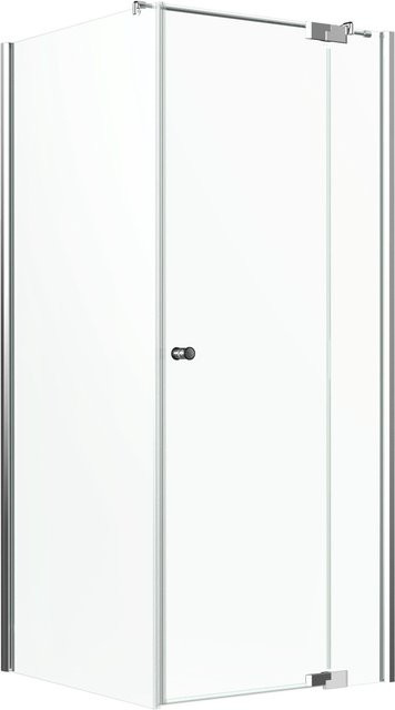 Eckdusche Brava Frame mit Drehtür und Festteil in Chrom und Transparent, B/T/H: 100 x 100 x 200 cm - Bild 1