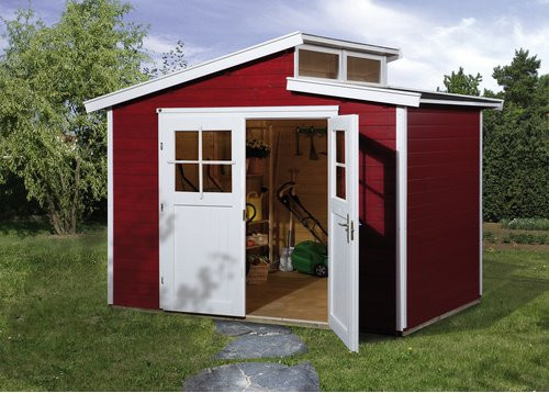 WEKA Holz-Gartenhaus mit Pultdach in Schwedenrot, B/H/T: 327 x 252 x 209 cm - Bild 3