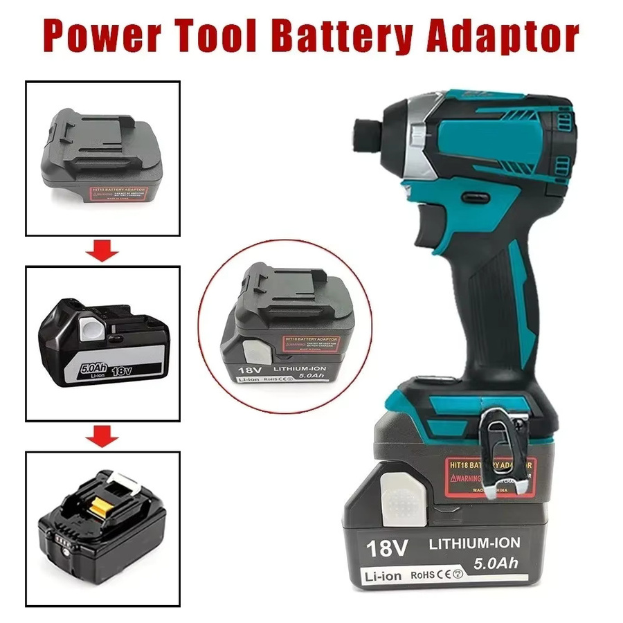 HiKOKI Akku-Adapter für 18 V Lithium-Akkus zur Nutzung mit Makita, DeWalt, Milwaukee und Bosch 18 V/20 V Akku-Elektrowerkzeugen in Schwarz - Bild 2