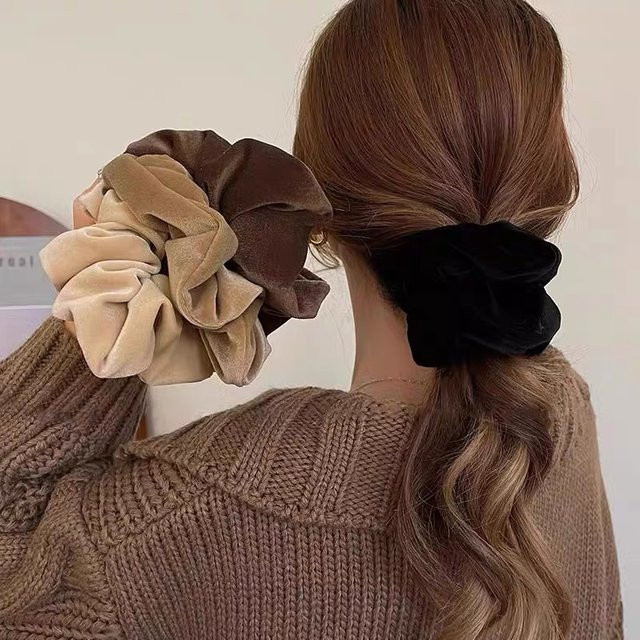 IKABESTILK Scrunchies, Samt, Koralle, Damen - Bild 1
