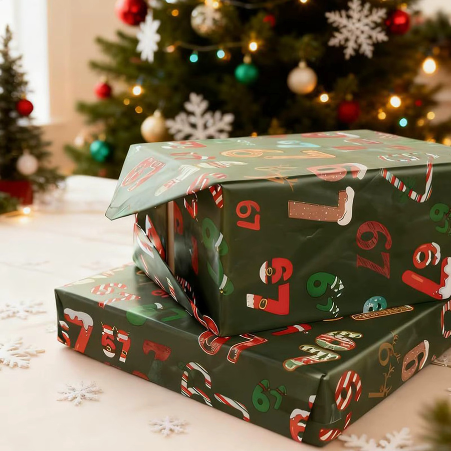 Umweltfreundliches Weihnachtsgeschenkpapier in Grün für Geburtstage und Feiertage - Bild 4