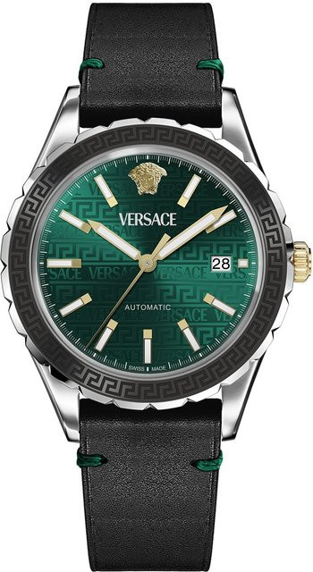Versace Chronograph, Automatik, Edelstahl, Leder, Grün, 42 mm, Herren - Bild 1