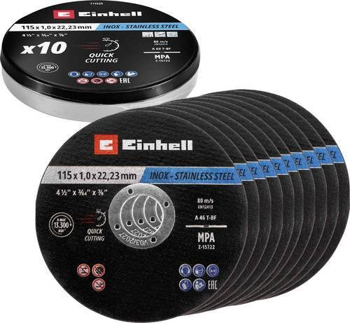 Einhell Trennscheiben-Set für Metall, Edelstahl, Stahl und Blech, 10 Stück, Durchmesser: 115 mm - Bild 1