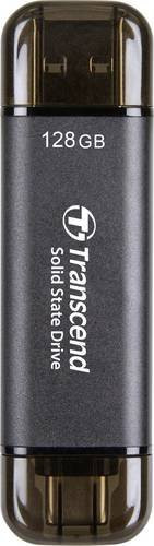 Transcend Externe SSD TS128GESD310C mit 128GB Speicherplatz in Grau mit USB-A und USB-C Anschluss - Bild 1