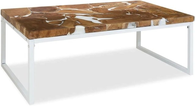 vidaXL Couchtisch aus Teakholz in Braun, rustikaler rechteckiger Design-Tisch, B/T/H: 110 x 60 x 40 cm - Bild 1