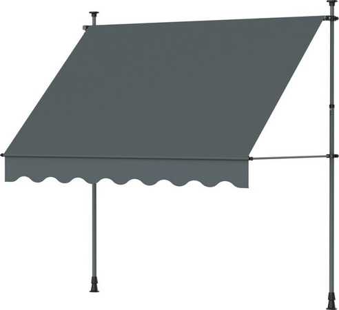 Klemmmarkise mit Kurbelantrieb aus Polyester und Stahl in Anthrazit, B: 250 cm, H: 150 cm