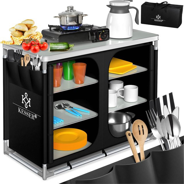 KESSER Campingschrank Campingküche mit Aluminiumgestell und Tragetasche für Outdoor und Camping - Bild 1