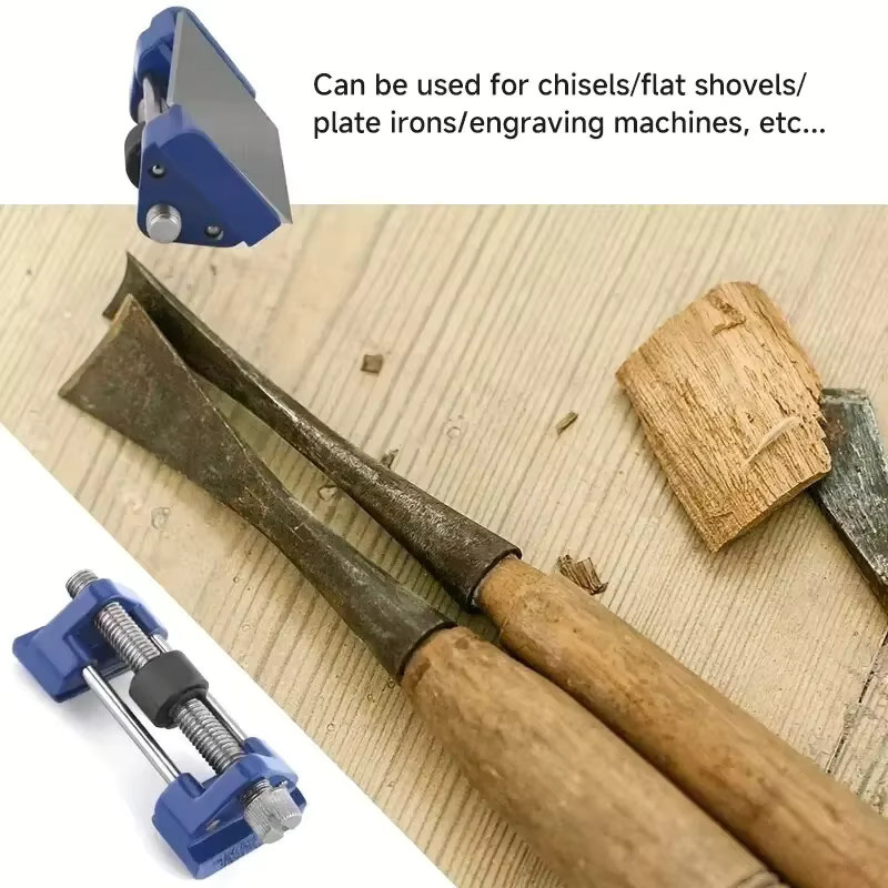 Verstellbare Honführungsmeißel-Schärfvorrichtung für Meißel und Hobel mit Schleifsteinhalter in Blau - Bild 5