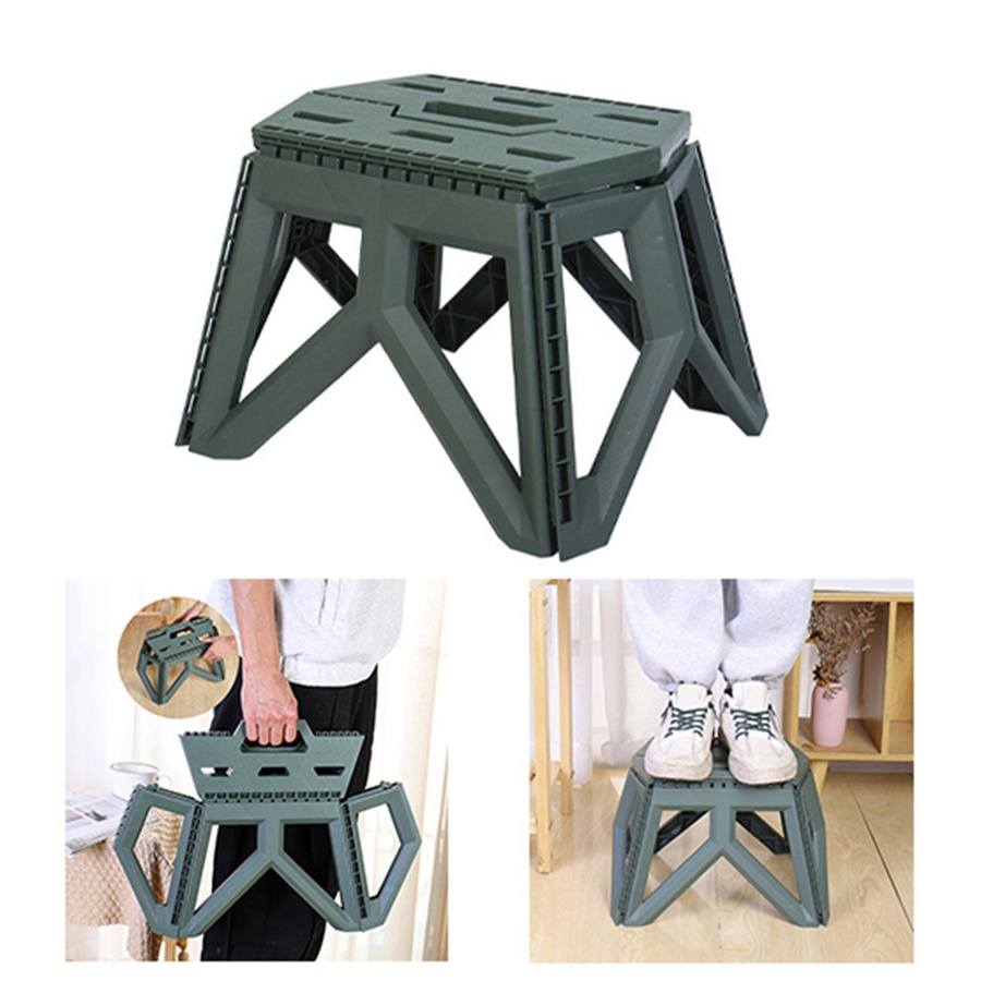 KONNWEI Klapptritt Hocker aus Kunststoff in Grün, tragbarer kleiner Hocker für Kinder, Camping und Outdoor - Bild 2