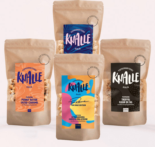 Knalle Popcorn Probierset Karamell Erdnuss 400 g - Bild 1