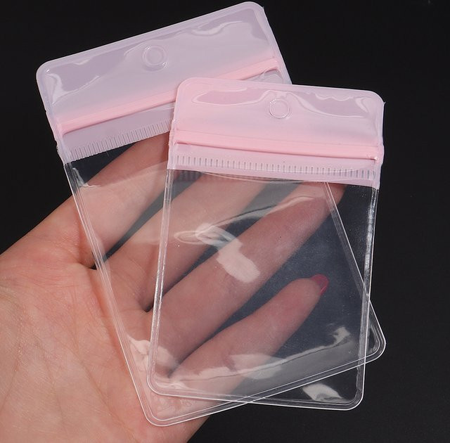 10 Stück transparente rosa Schmuck-Verpackungsbeutel aus Kunststoff zur Aufbewahrung von Halsketten mit Selbstversiegelungsfunktion - Bild 1