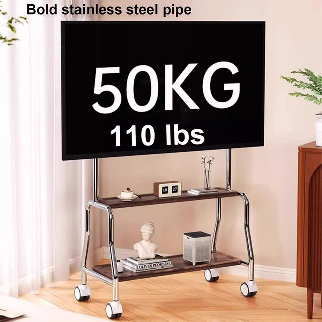 BEISHI TV-Wagen in Schwarz mit Rollen für Fernseher von 32 bis 75 Zoll, moderner Bodenständer aus Metall mit max. VESA 600 x 400 mm und einer Traglast von bis zu 50 kg - Bild 1