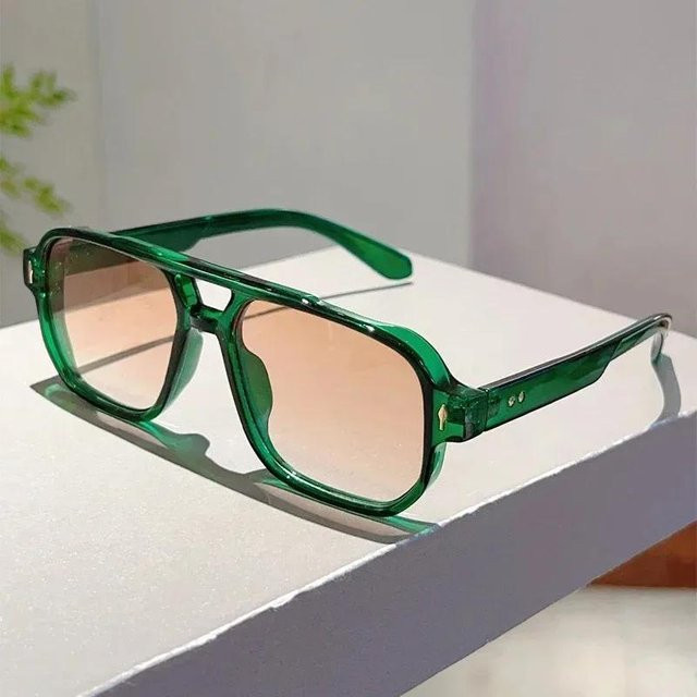Vintage Sonnenbrille für Herren, Vollrand, Square, Kunststoff, grün - Bild 1