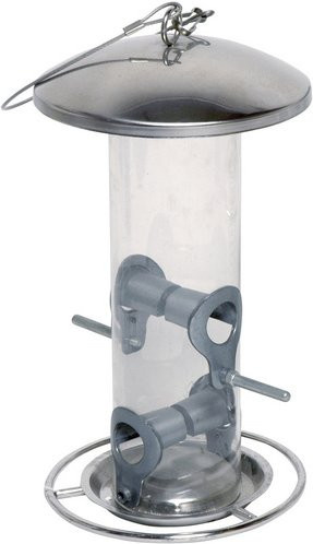 DOBAR Vogelfuttersäule aus Acrylglas und Metall in Silber - Bild 1
