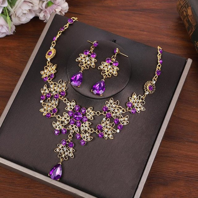 Nakahara Schmuck-Set, Halskette, Halsreifen, Ohrringe, Kristall, Perle, Schwarz, Damen - Bild 1