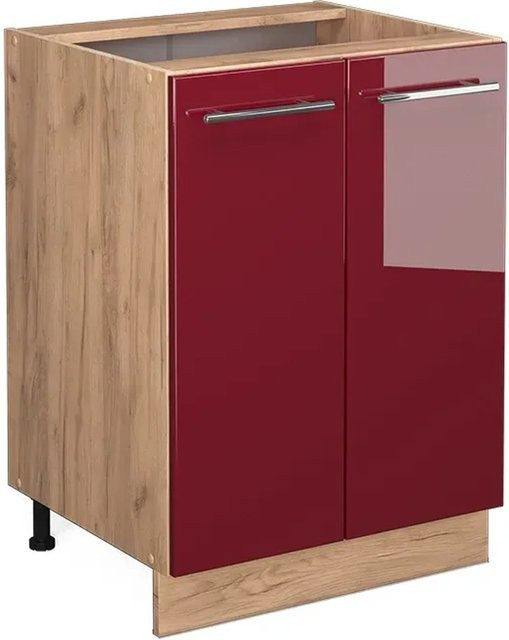 Vicco Küchenunterschrank Fame-Line Bordeaux Hochglanz in Goldkraft Eiche, Breite: 60 cm - Bild 1