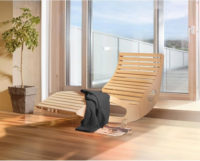 WEKA Wellnessliege aus Lindenholz natur in Beige, B/T/H: 165 x 64 x 95 cm - Bild 1
