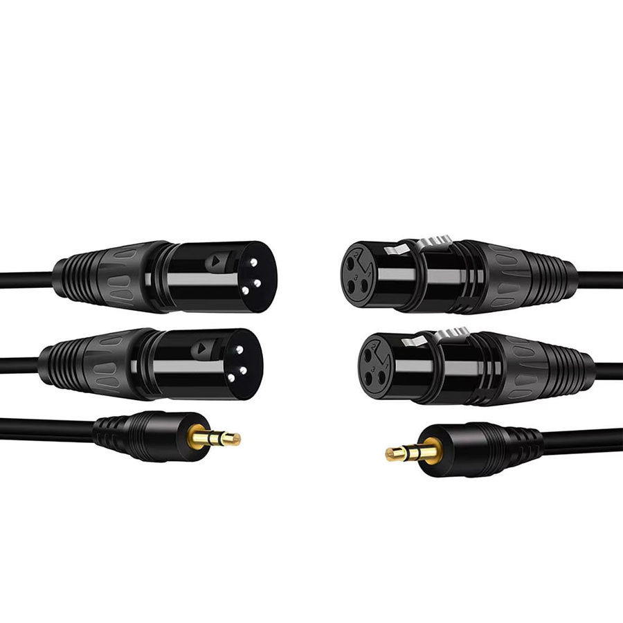 BSN Mikrofon- und Leistungsverstärkungskabel mit 3,5-mm-Dual-Cannon-Stecker und 1/2-Zoll-Cannon-Stecker in Schwarz - Bild 4