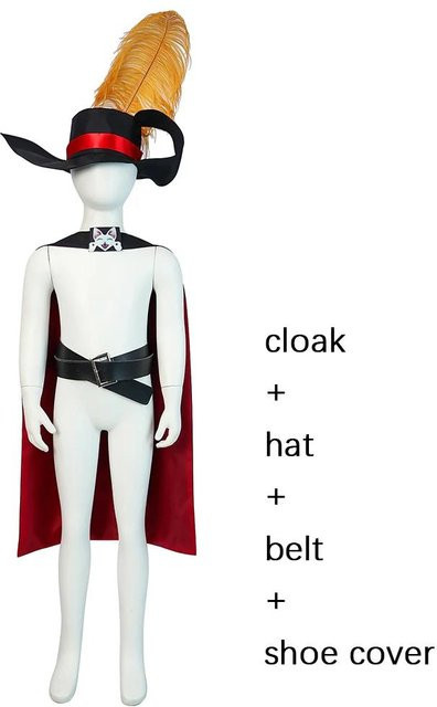 Der gestiefelte Kater Cosplay Kostüm, Umhang, Hut, Gürtel, Anzug, weiß - Bild 1