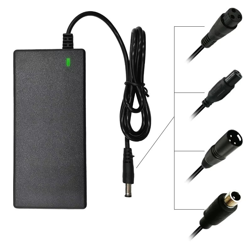 Lithium-Batterie Ladegerät 42V 2A mit 5 DC-Steckern in Schwarz für E-Roller und Elektrofahrzeuge - Bild 2