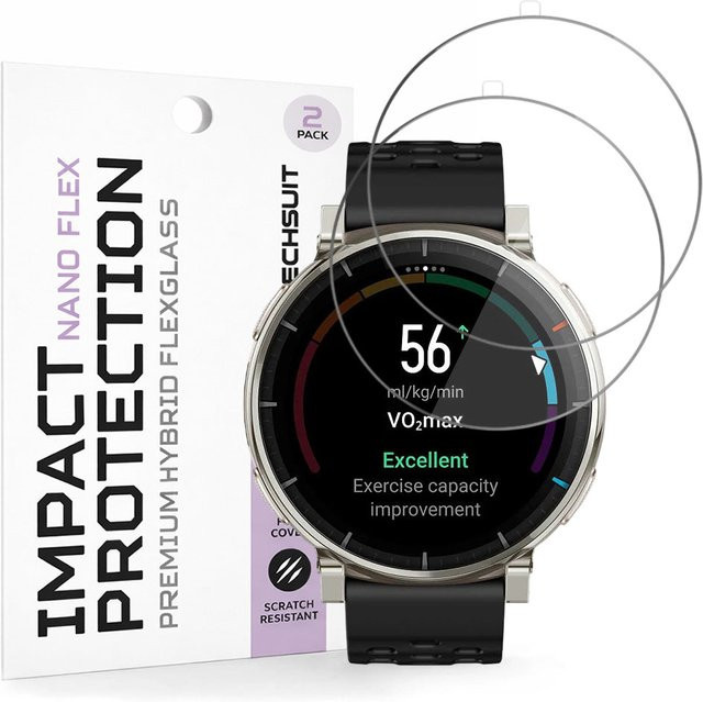 Techsuit Nano Flex Schutzfolie für Amazfit Active 3 Premium, Schwarz, 2er Set - Bild 1