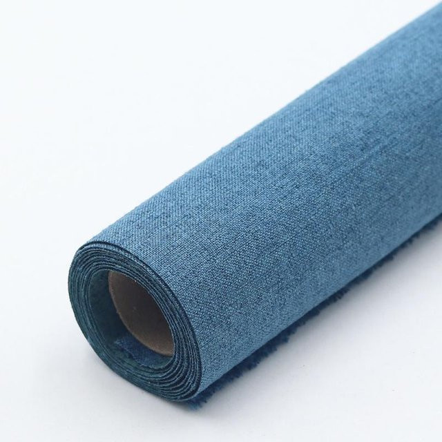 Selbstklebende Leinenstofftapete von beautybaby in Blau, Vintage Hanfstoff für Bastelarbeiten und Dekoration, Breite: 145 cm, Länge: 50 cm - Bild 1