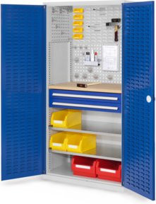 Kappes Schubladenschrank RasterPlan Mod. 24 mit Türen und Schlitzplatten, Grau, H: 195 cm, B: 100 cm, T: 60 cm - Bild 1