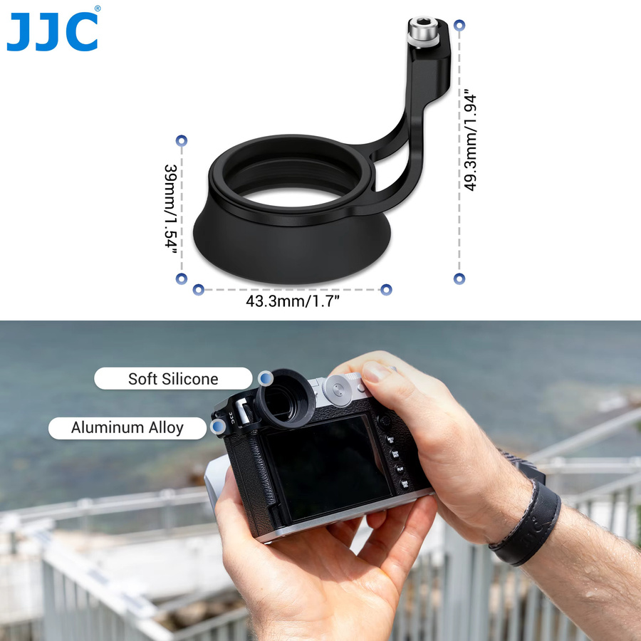 JJC Silikon-Augenmuschel-Adapter für Fujifilm GFX100RF in Schwarz und Silber - Bild 2