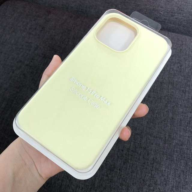 KH Ins Chic Liquid Silikon Schutzhülle für iPhone 15 14 13 12 11 Pro Max Plus XR XS SE2 SE3 in Gelb - Bild 1