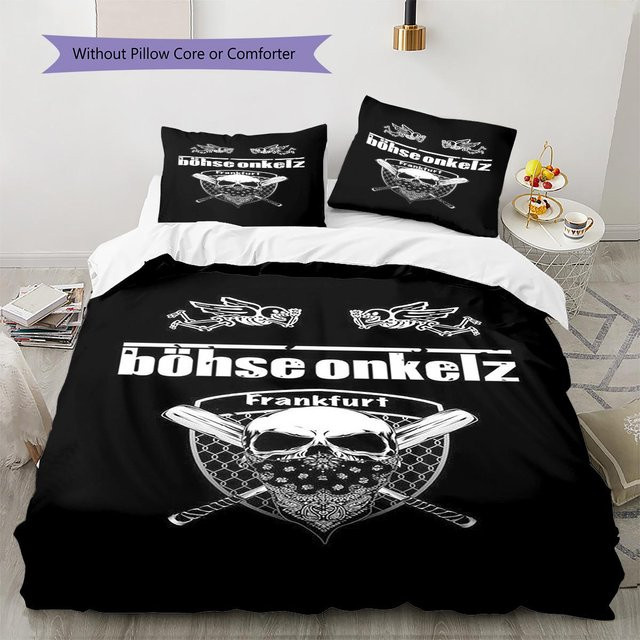 Bettwäsche Set Böhse Onkelz mit Bettbezug und 3 Kissenbezügen in Schwarz, B/H: 200 x 200 cm - Bild 1