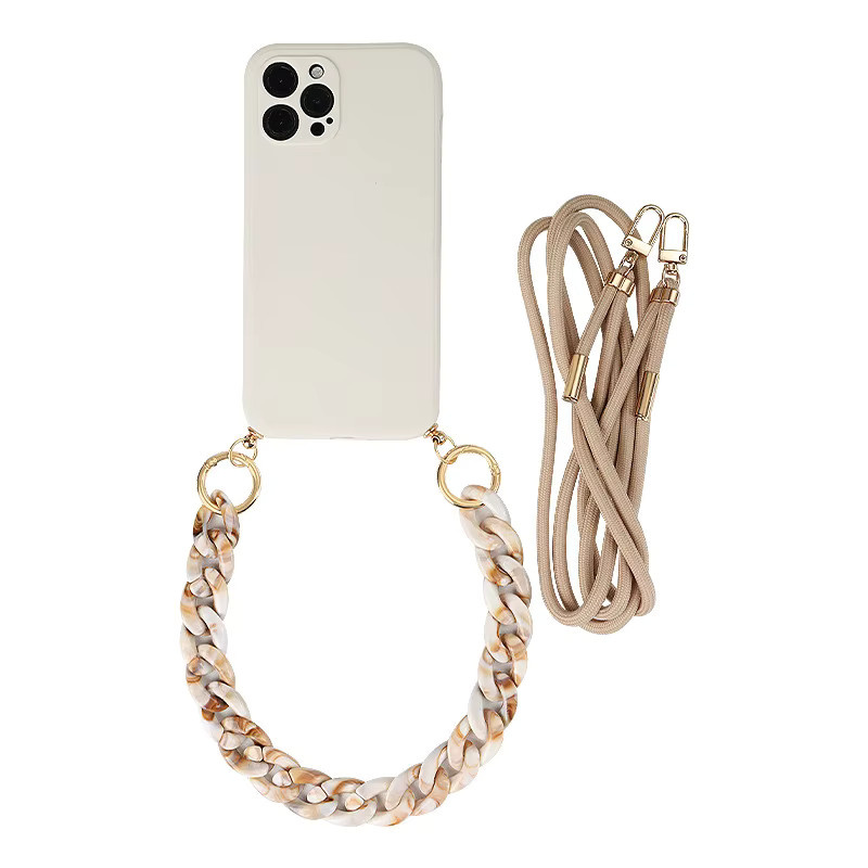 Eurynome Crossbody-Handyhülle für Samsung Galaxy S25 S24 S23 S26 Ultra Plus FE A36 A16 A17 mit Marmor-Kettenriemen in Weiß - Bild 2