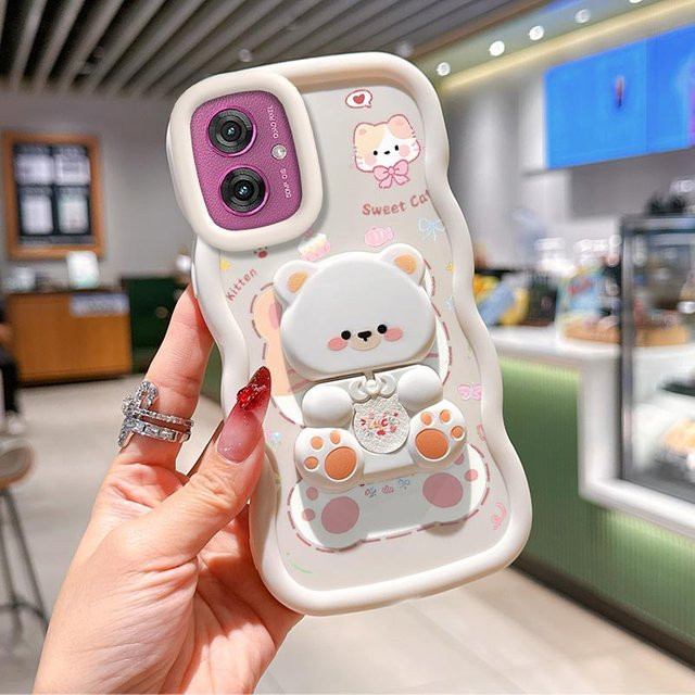 Silikon Handyhülle mit Wellenform und süßem Katzenmotiv für Motorola G71S G64 G60 G82 G54 Power G56 G86 G84 G53 G75 G45 G40 in Lila - Bild 1