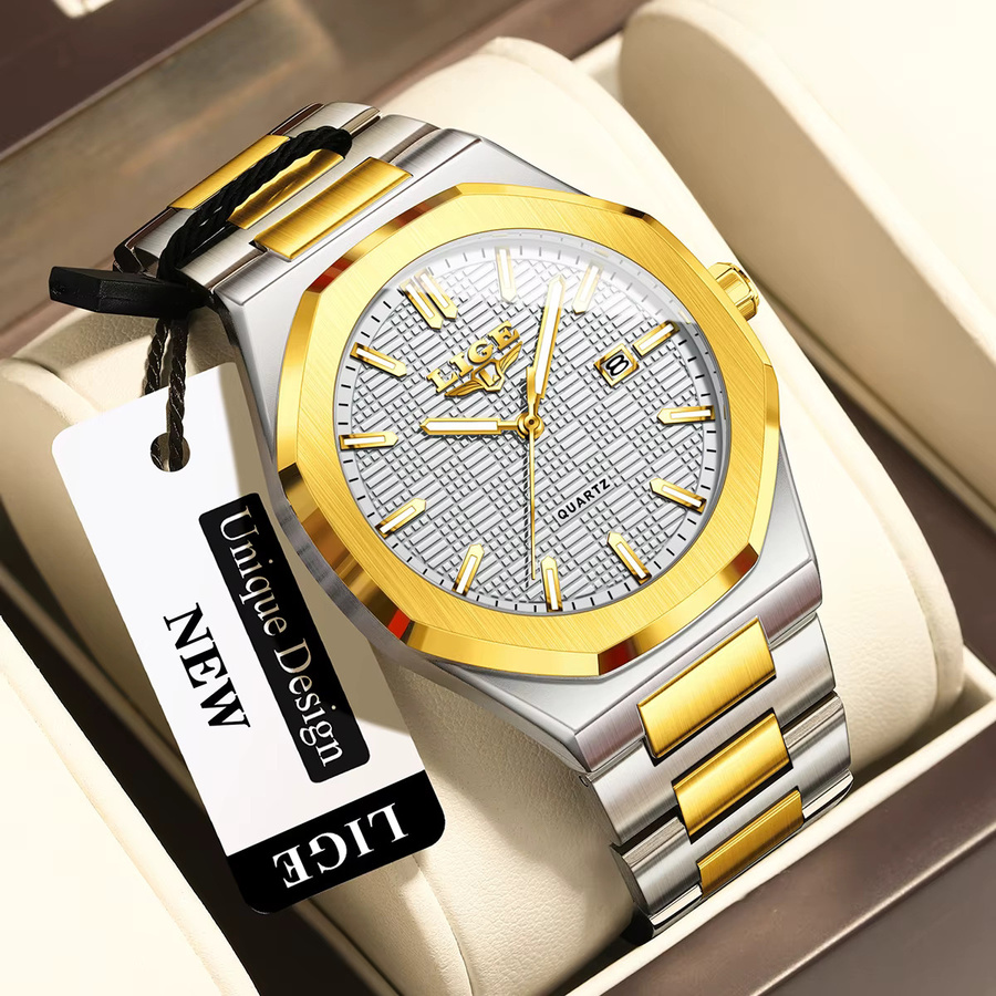 LIGE Armbanduhr Edelstahl, Quarz, Datum, Herren - Bild 2