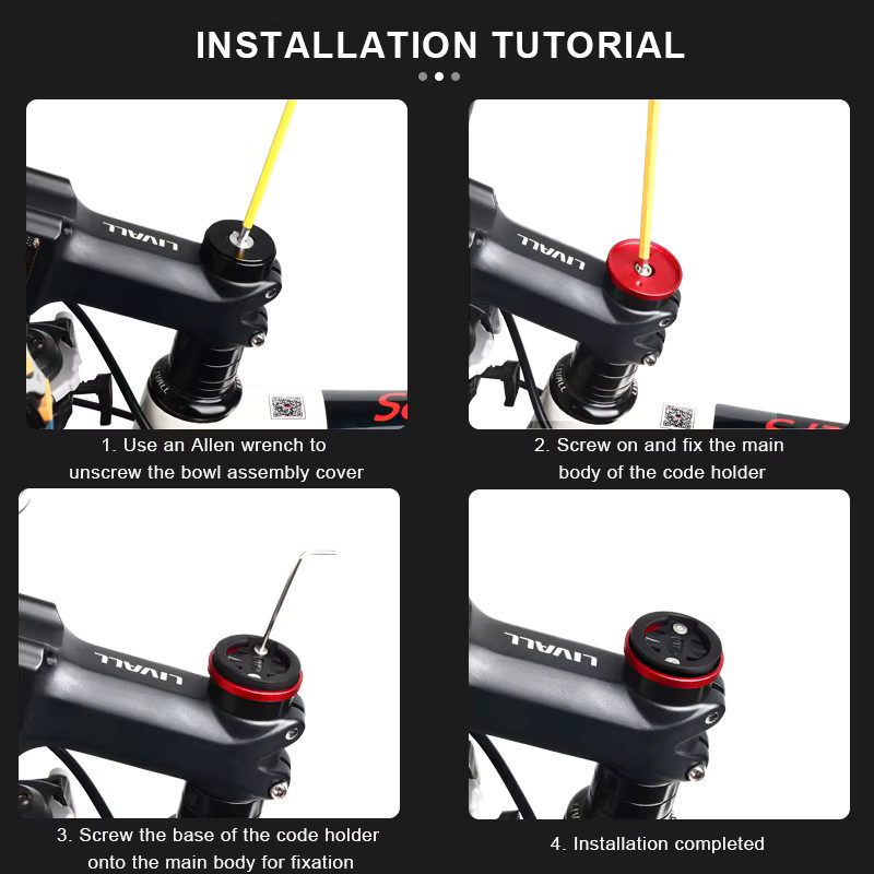 Fahrrad Computer Halterung Riderace Top Cap Vorbau GPS Tacho Halterung für Garmin Bryton CatEye in Gelb - Bild 3