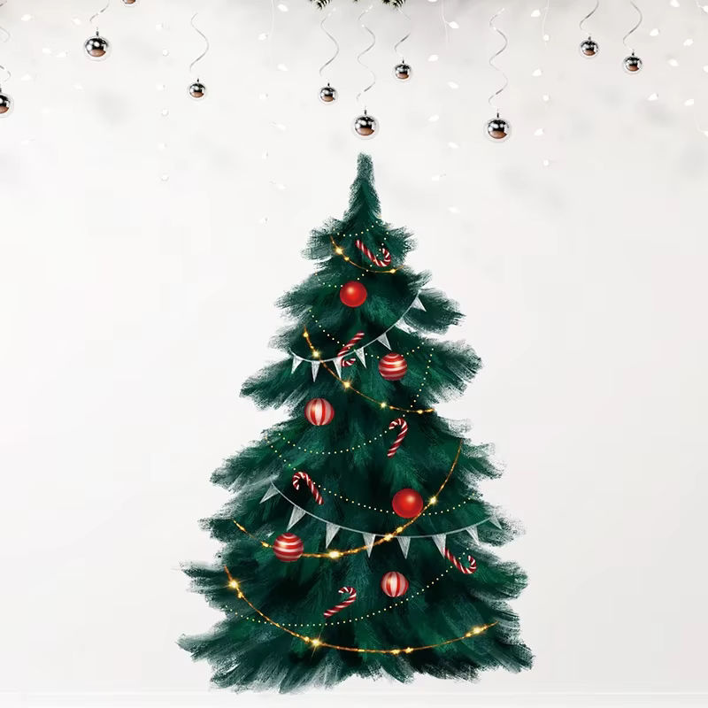 BRUP Weihnachtsbaum Wandaufkleber aus PVC in Dunkelgrün, Höhe: 95 cm - Bild 5