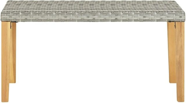 vidaXL Gartenbank aus Polyrattan und Akazienmassivholz in Grau, Breite: 120 cm, Tiefe: 40 cm, Höhe: 40 cm - Bild 1
