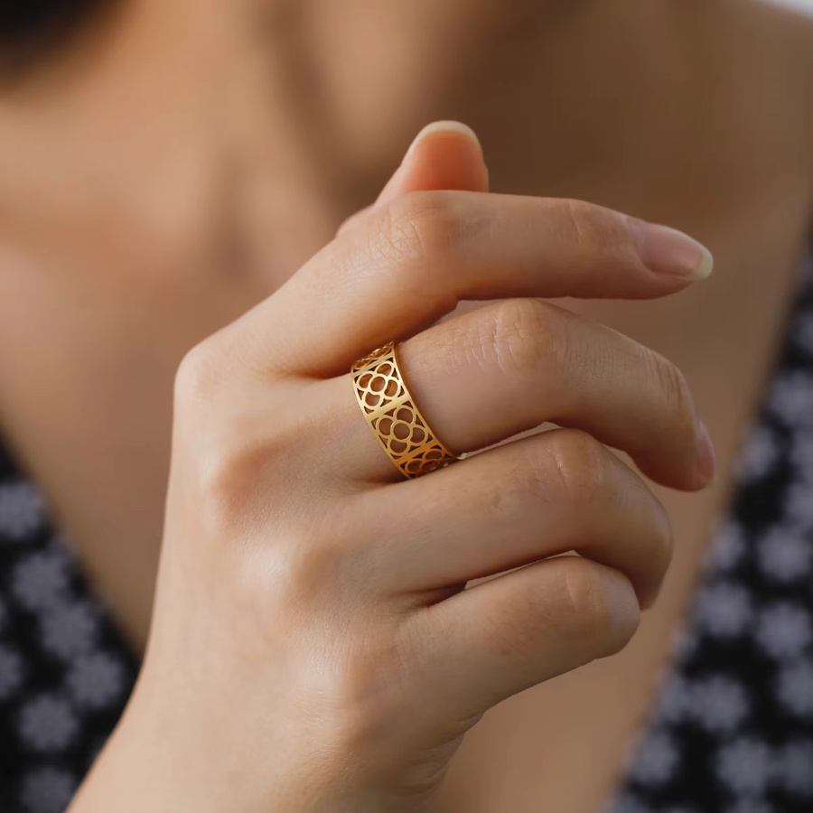 Skyrim Ring, Edelstahl, Gold, Blume, Damen - Bild 2