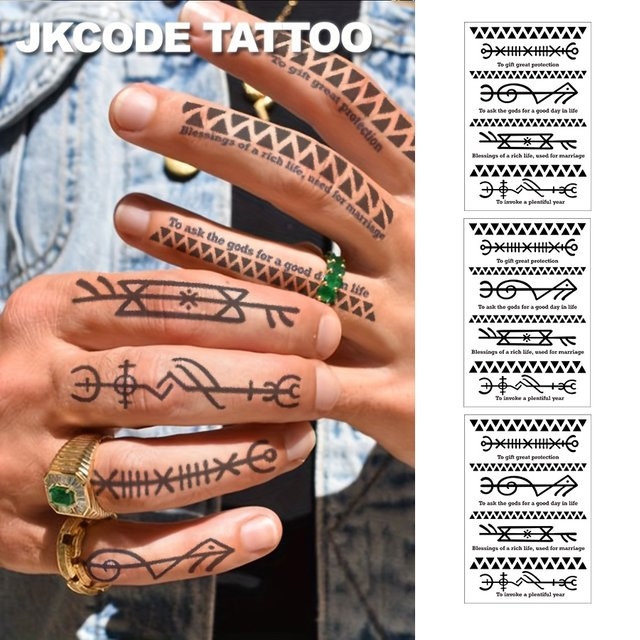 JKCODE TATTOO Wasserfeste Fake-Tattoos, Botanische Motive, Finger-Tattoos - Bild 1